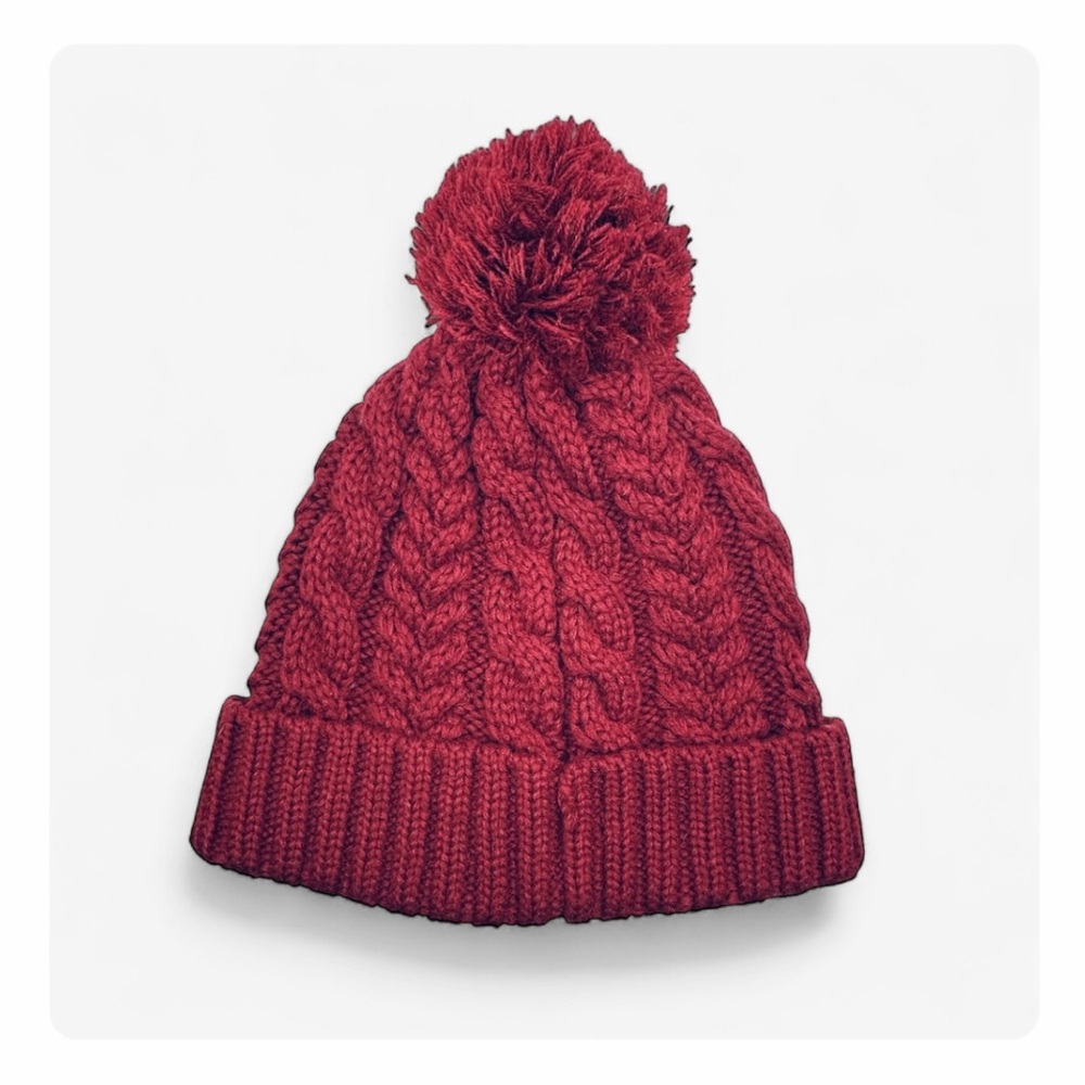 ★ Timberland Winter Woods Cable Beanie with Pom Pom - Burgundy ★ - Picture 15 of 17